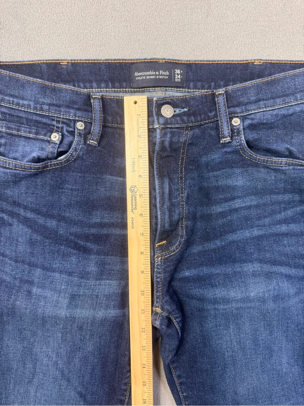 Abercrombie & Fitch Men’s Athletic Skinny Stretch Jeans, Dark Indigo Blue, 36x34